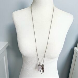 🍭4/$20 Long crystal pendant rhinestone studded charm necklace on silver chain